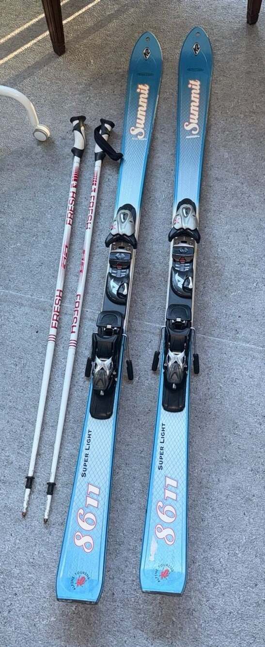 Vintage K2 Summit 8611 Super Light Alpine Touring Skis with Poles